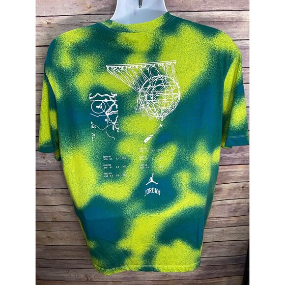 Jumpman Jordan Graphic Tee Size Large Green/Yellow Tie-Dye Short Sleeve - Picture 2 of 11